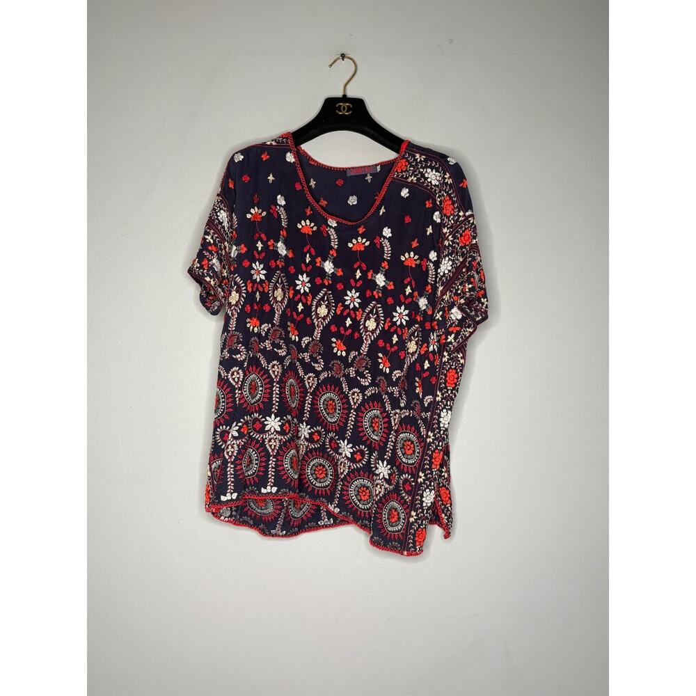 Johnny Was Blouse Melia Embroidered Tunic Womens S Maximalist Luxury Designer